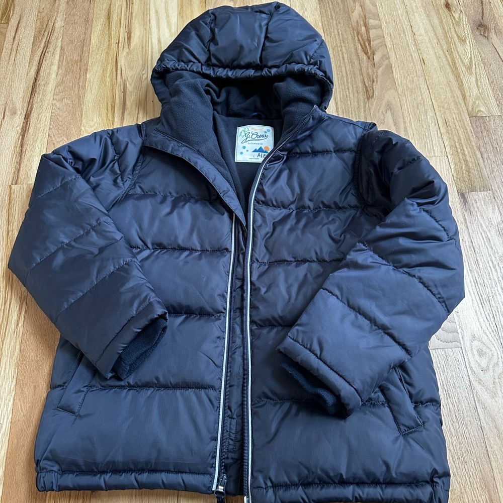 J.Crew Primaloft Boys Puffer Jacket L Navy Hooded Ski Snow Winter Outdoor